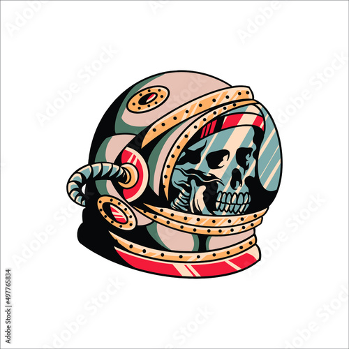 skull astronaut tattoo vector design