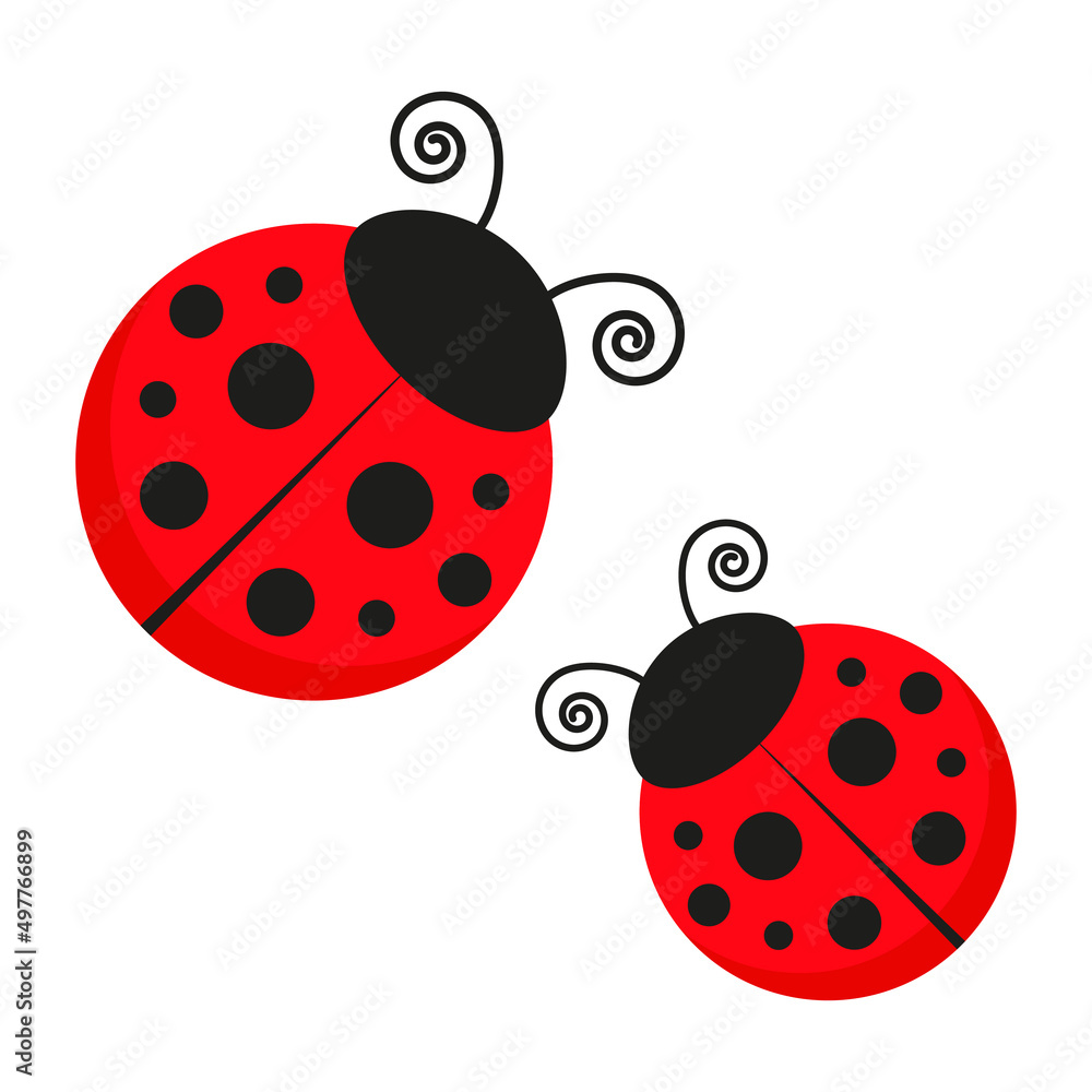 Ladybug cute character set. Red tiny ladybirds group. Vector isolated on white. Ladybug cute character set. Red tiny ladybirds group. Vector isolated on white.