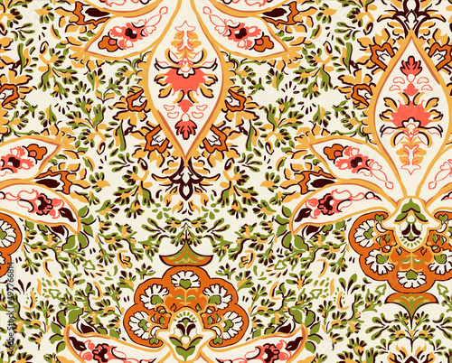 Colorful asian style floral pattern. 
paisley pattern in traditional indian style, design for decoration and textiles