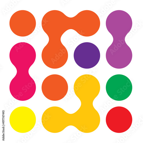 Metaball, connected dots, circles pattern, texture element