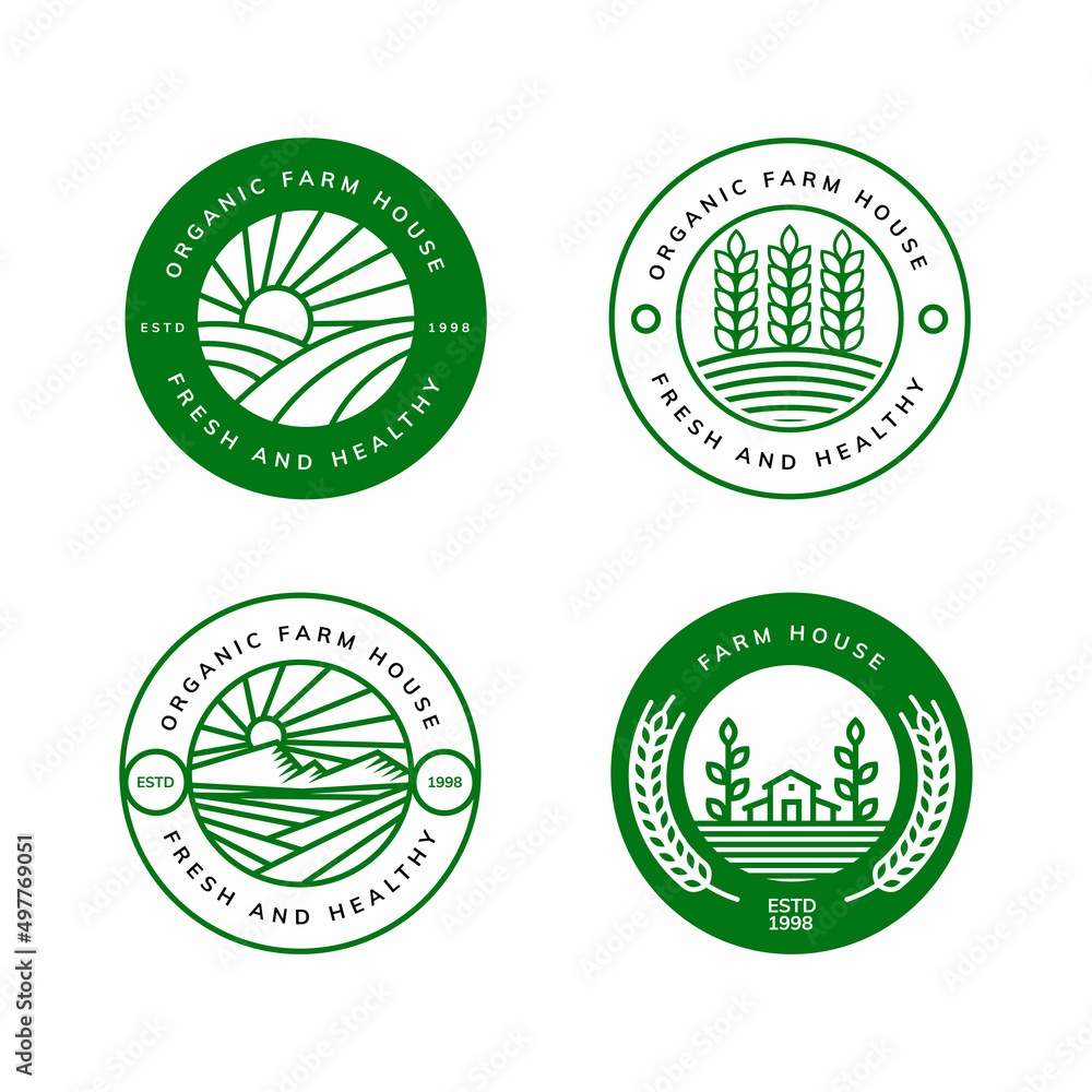 farm logo with outline style design farm logo with outline style design