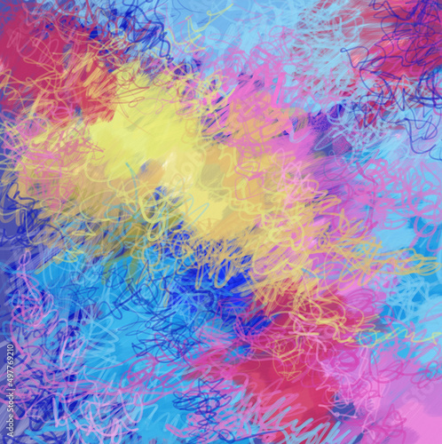 Digital painting. Art Watercolor  acrylic   pencil  pastel smear blot. Abstract texture color stain copy space background. 