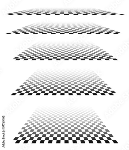 Fotografia 3d chessboard, checkerboard pattern in perspective