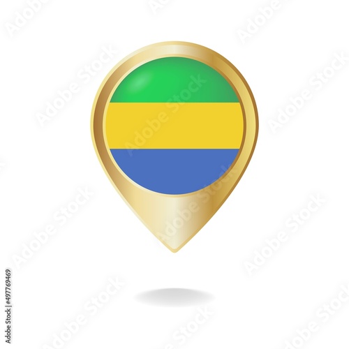 Free Download Gabon flag on golden pointer map, Vector illustration eps.10 - GFXLoad