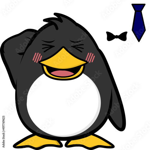 ashamed penguin cartoon kawaii expression illustration in vector format