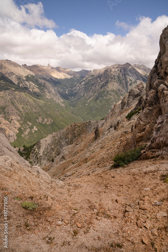 Trekking. View of the rocky mountain peak of Bella Vista hill in Bariloche, Patagonia Argentina.