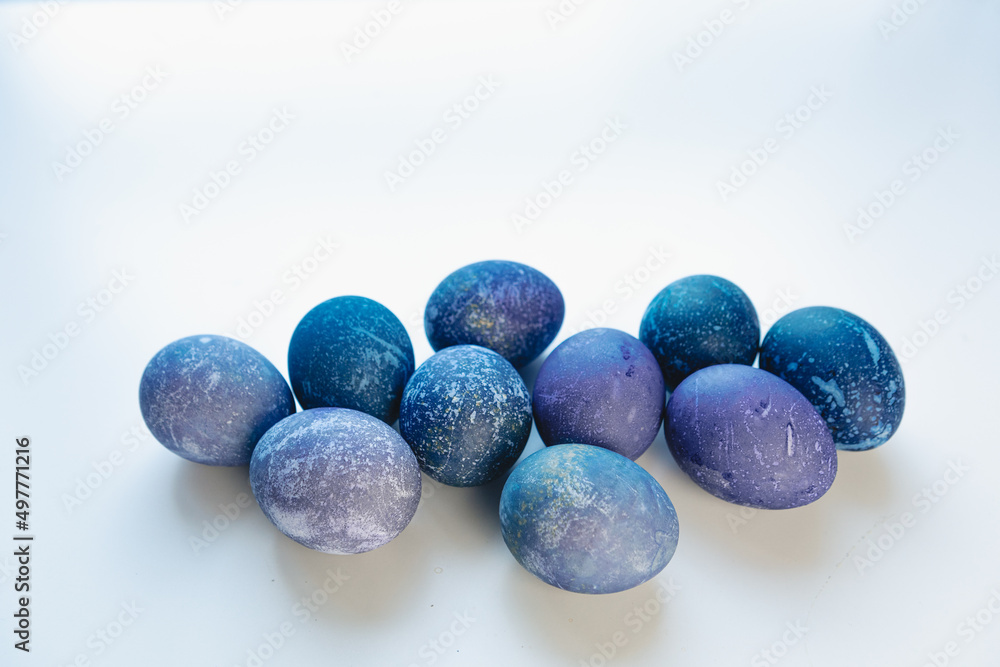 Space colored eggs on white background. Space colored eggs on white background.