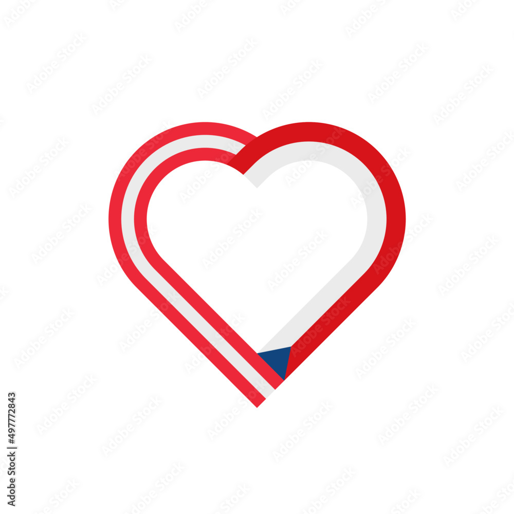 heart outline icon of austria and czech republic flags. vector illustration isolated on white background
