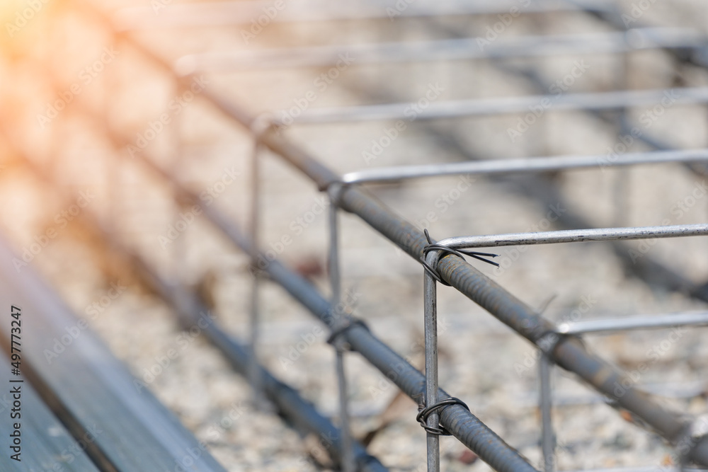Industrial background on the construction site. Rebar texture during the construction Industrial background on the construction site. Rebar texture during the construction