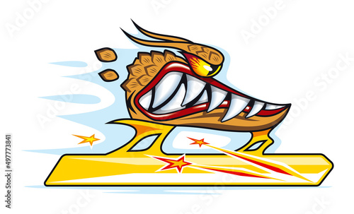 Short track skate in the form of an evil dragon