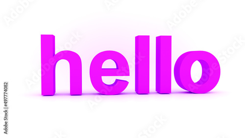 Hello Welcome text. Isolated poster in cartoon design. 3d rendering. 