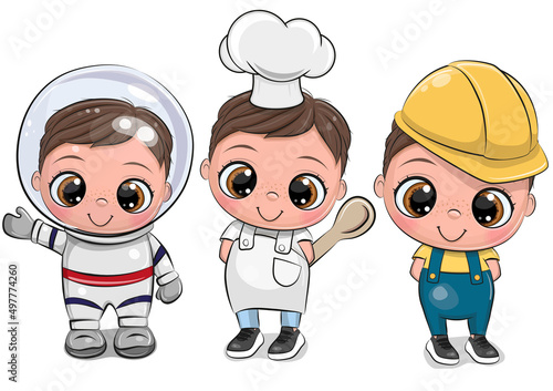 Cute Cartoon Boys of different professions