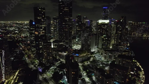 Miami skyline at night time. Facing Brickell & Downtown.