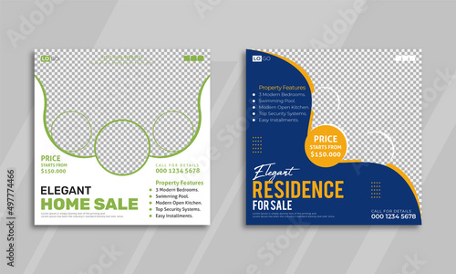 Real estate social media Instagram post or home sale web promotional template design