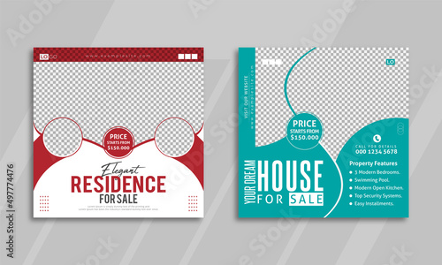 Real estate social media Instagram post or home sale web promotional template design