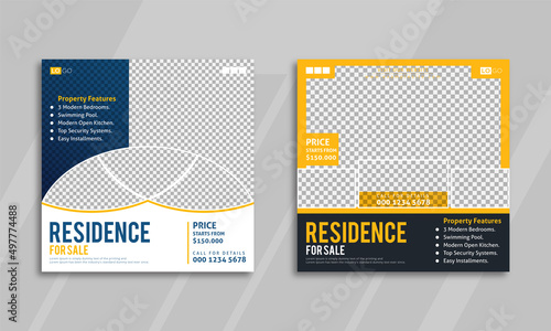 Real estate social media Instagram post or home sale web promotional template design
