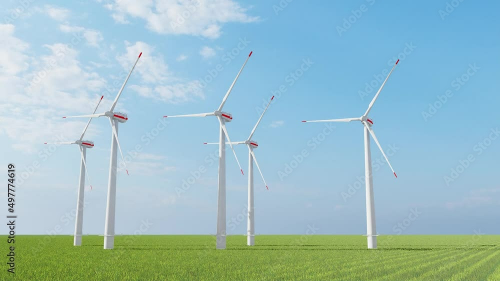 4K ULTRA HD. Wind farm for power generation in beautiful skies and swaying grass. Wind turbines produce clean renewable energy for sustainable development. 4K ULTRA HD. Wind farm for power generation in beautiful skies and swaying grass. Wind turbines produce clean renewable energy for sustainable development.