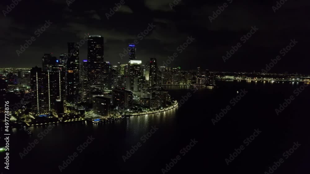 Miami skyline at night time. Facing Brickell & Downtown. Miami skyline at night time. Facing Brickell & Downtown.