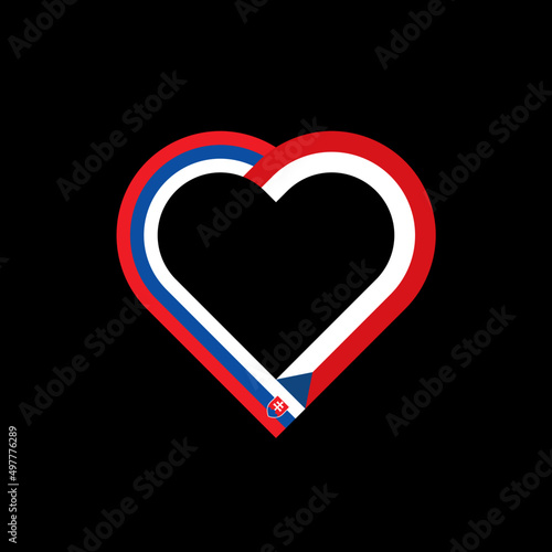 heart outline icon of slovakia and czech republic flags. vector illustration isolated on black background