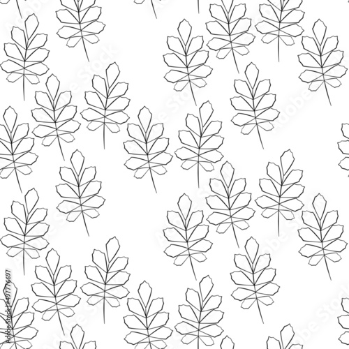 Vector seamless half-drop pattern, with leaves