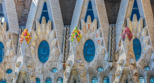 Exterior of the cathedral La Sagrada Familia, Antoni Gaudi, Barcelona, Catalonia, Spain
