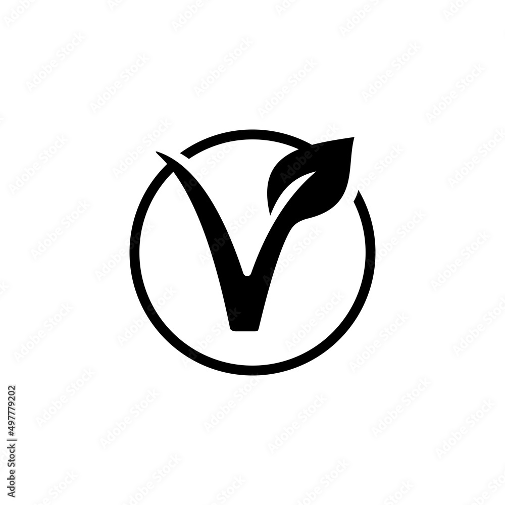 Vegan simple flat icon vector - obrazy, fototapety, plakaty 