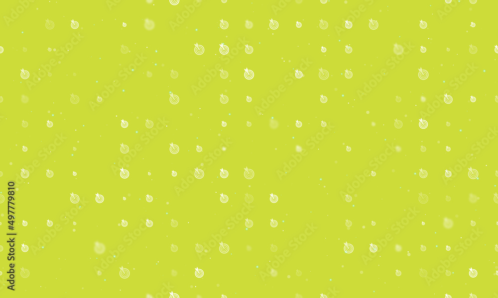 Seamless background pattern of evenly spaced white goal symbols of different sizes and opacity. Vector illustration on lime background with stars Seamless background pattern of evenly spaced white goal symbols of different sizes and opacity. Vector illustration on lime background with stars
