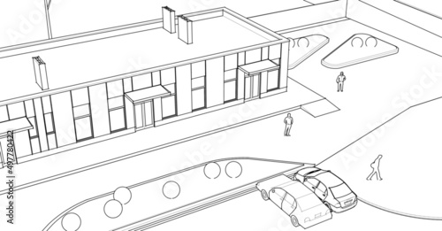 abstract architecture office 3d rendering