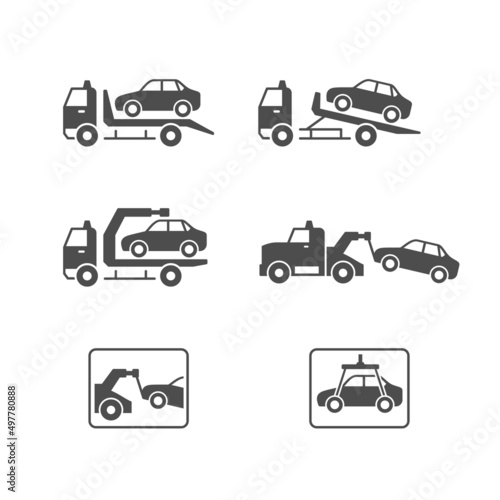 Set glyph icons of car evacuation