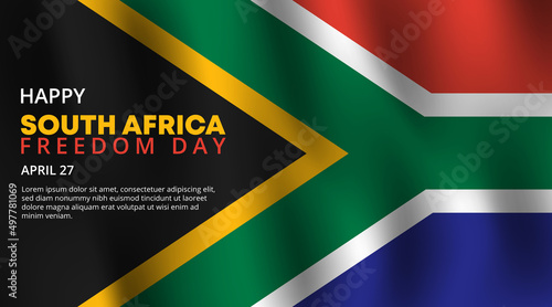 Freedom day of South Africa Background with realistic waving flag