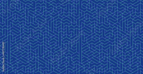 Abstract geometric vector seamless pattern background with isometric digital blocks