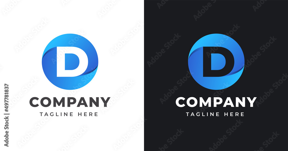 Letter D logo design template with circle shape style Letter D logo design template with circle shape style