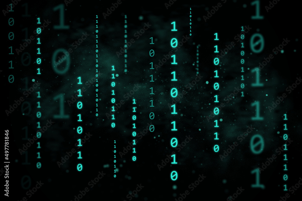 Digital binary data and streaming binary code background. Abstract concept illustration. Matrix background with digits 1 and 0. Digital binary data and streaming binary code background. Abstract concept illustration. Matrix background with digits 1 and 0.