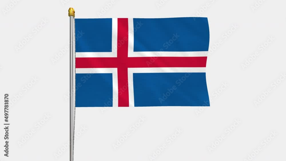 A loop video of the Iceland flag swaying in the wind from a frontal perspective. A loop video of the Iceland flag swaying in the wind from a frontal perspective.