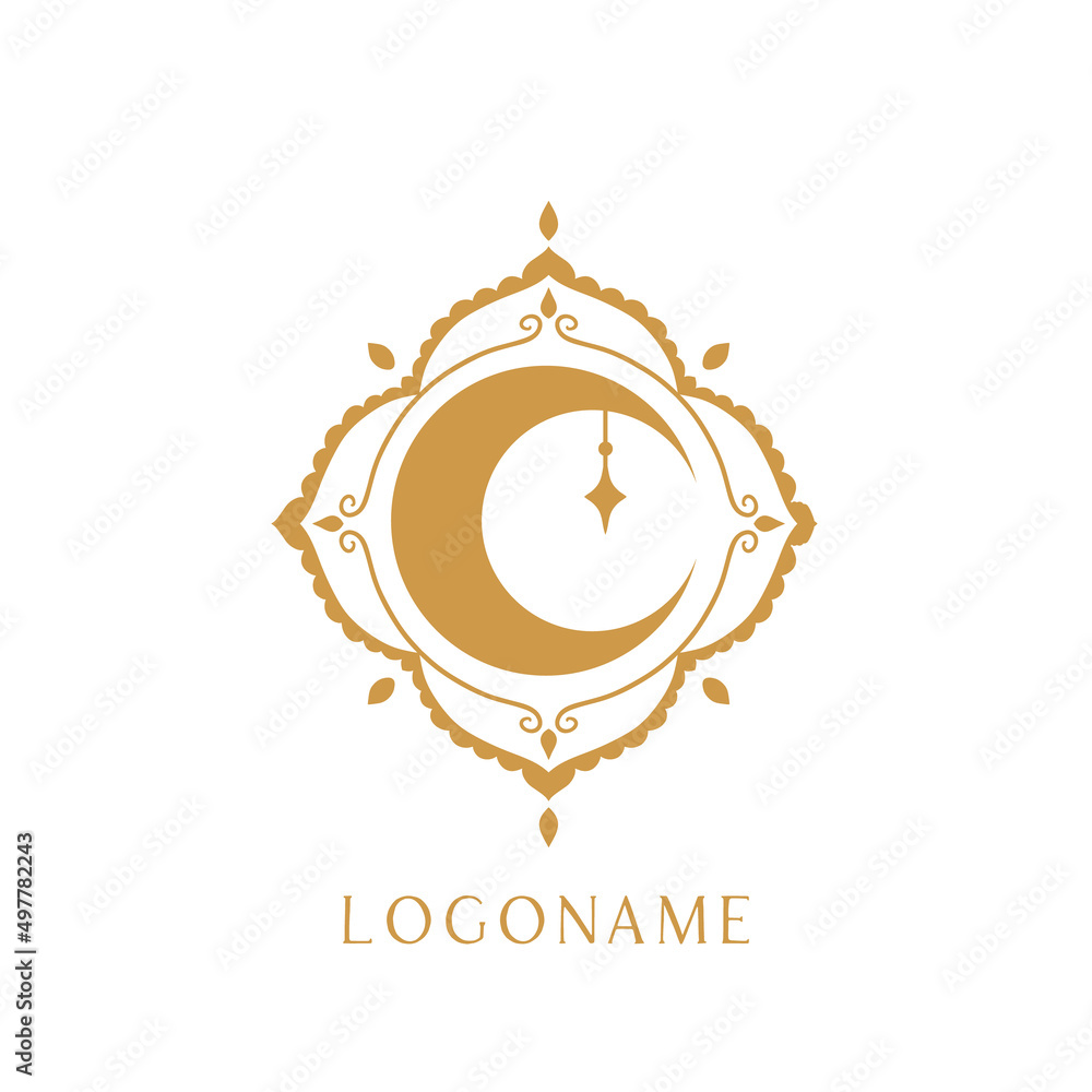 Naklejka premium Moon Mystical Icon logo. Vector Illustration. Ramadan Kareem Designs.
