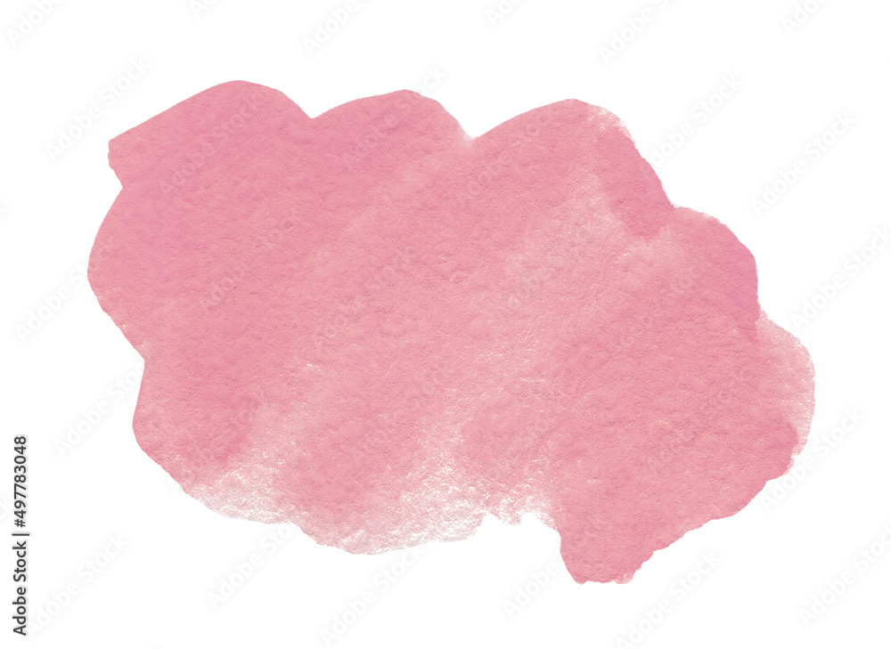 Pink watercolor shape. Abstract background for text or logo isolated on white