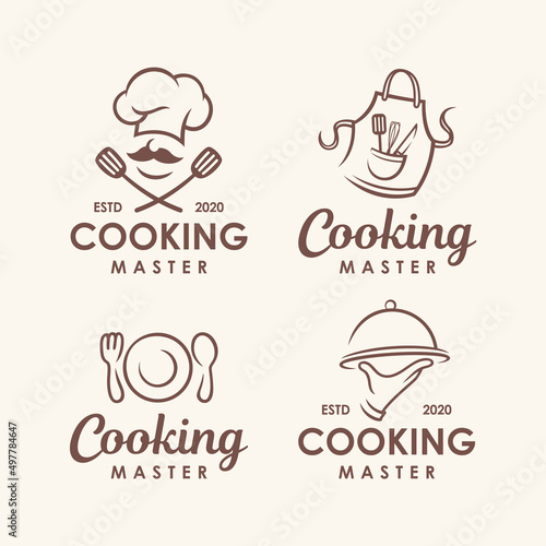 Chef, Cooking Logo Template Set. Vector Illustration