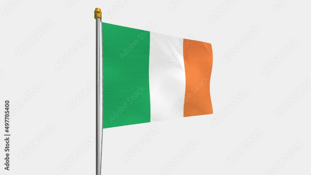 A loop video of the Ireland flag swaying in the wind from the left perspective. A loop video of the Ireland flag swaying in the wind from the left perspective.