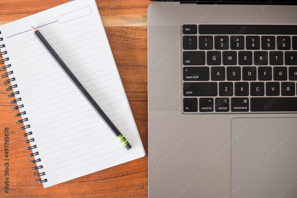 notebook and pencil with laptop notebook and pencil with laptop