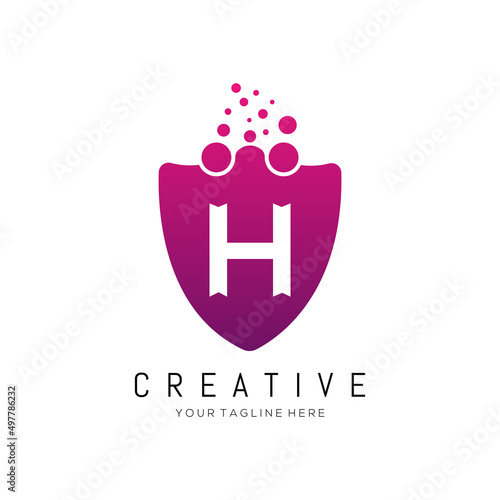 Dots Letter H Logo. H Letter logo Design Vector with Dots.