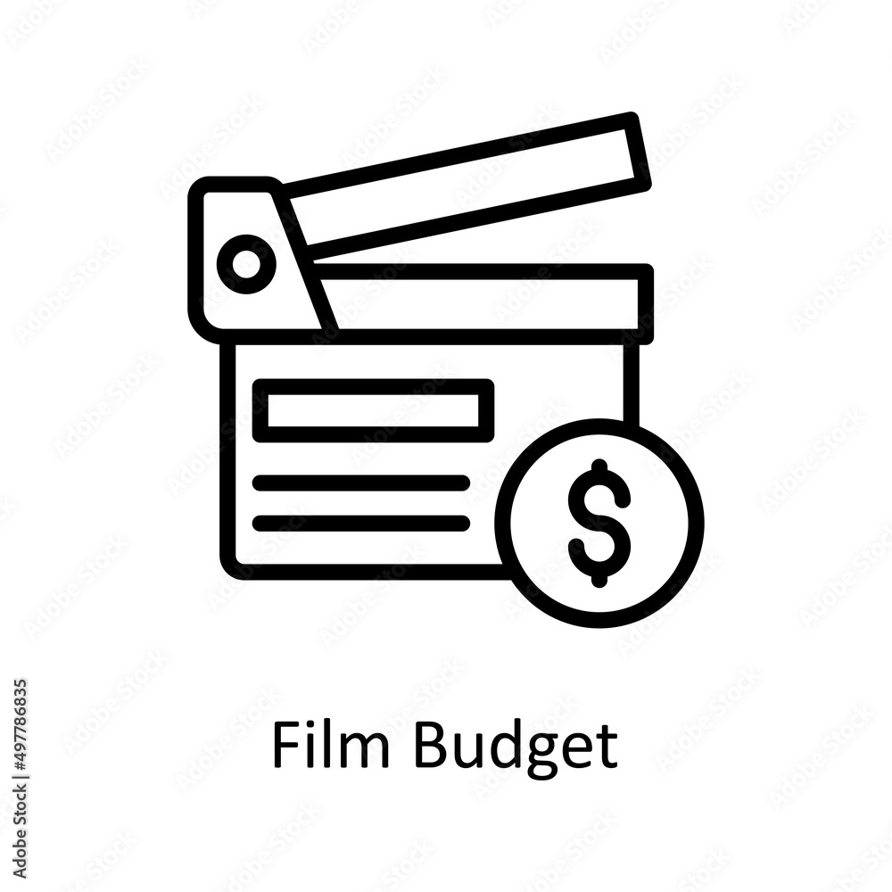 Film Budget vector outline icon for web isolated on white background EPS 10 file Film Budget vector outline icon for web isolated on white background EPS 10 file