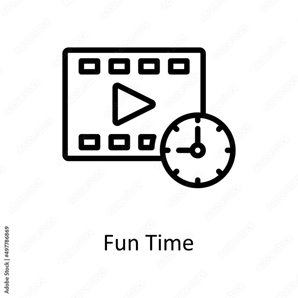Fun Time vector outline icon for web isolated on white background EPS 10 file Fun Time vector outline icon for web isolated on white background EPS 10 file