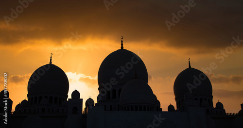 mosque silhouette at night Ramadan and Eid Mubarak background