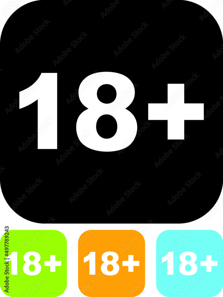 18+ x-rated adult content warning. Vector icon