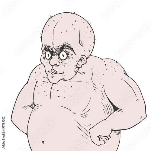 Funny ugly fat man draw