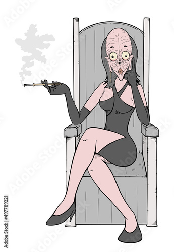 Creepy woman sleeping