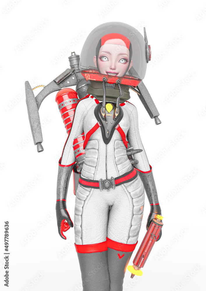 Fototapeta premium vintage astronaut girl is happy