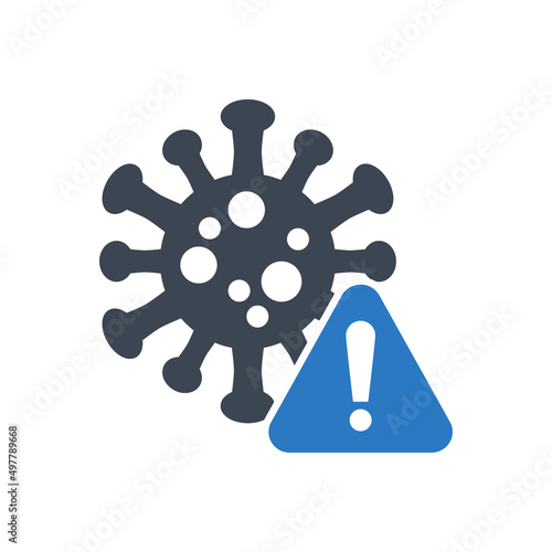 Corona virus danger related vector glyph iconCorona virus danger related vector glyph icon. Coronavirus with warning triangle sign and exclamation mark on it. Isolated on white background. Corona viru