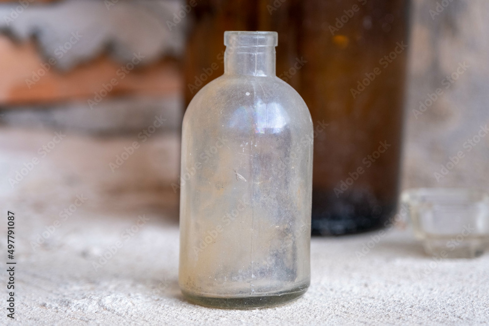 a very old medical white glass bottle. Latvia