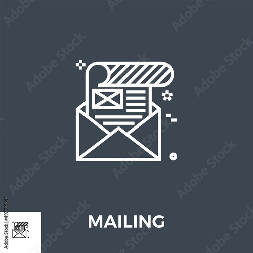 Mailing Related Vector Thin Line Icon. Isolated on Black Background. Vector Illustration